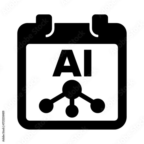 AI calendar scheduling icon, smart task allocation system, intelligent appointment management, automated calendar optimization, machine learning scheduler, digital planning AI
