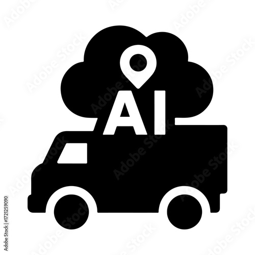 AI truck tracking icon, smart logistics system, cloud-based fleet management, intelligent delivery tracking, automated shipping technology, connected transport vehicle
