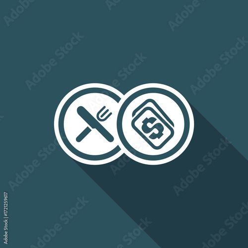 Vector illustration of single isolated restaurant cost icon