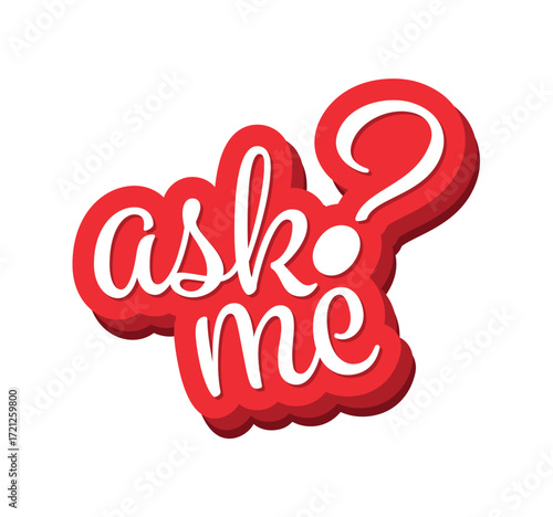 red ask me concept. ask me logo. outline ask me concept