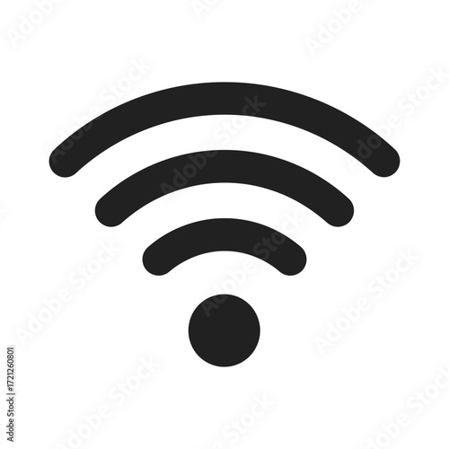 Flat vector icon of Wi-Fi connection signal, symbolizing wireless internet access, modern communication technology, and global connectivity for mobile and computer networks
