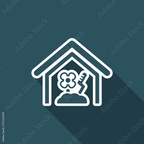 Vector illustration of single isolated home flower icon
