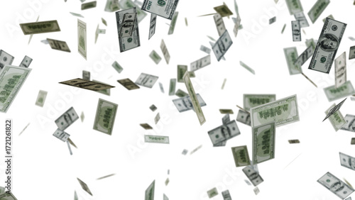 US Dollar Banknotes Flying Transparent PNG. money rain effects, finance-themed graphics, business ads, wealth or investment promotions, and creative motion design projects.