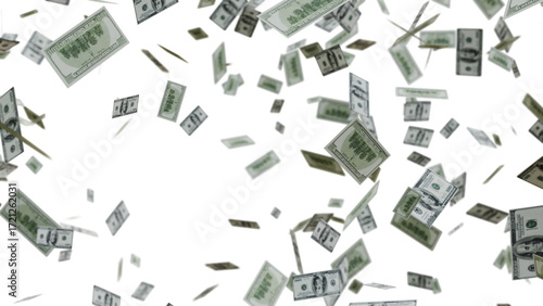 US Dollar Banknotes Flying Transparent PNG. money rain effects, finance-themed graphics, business ads, wealth or investment promotions, and creative motion design projects.