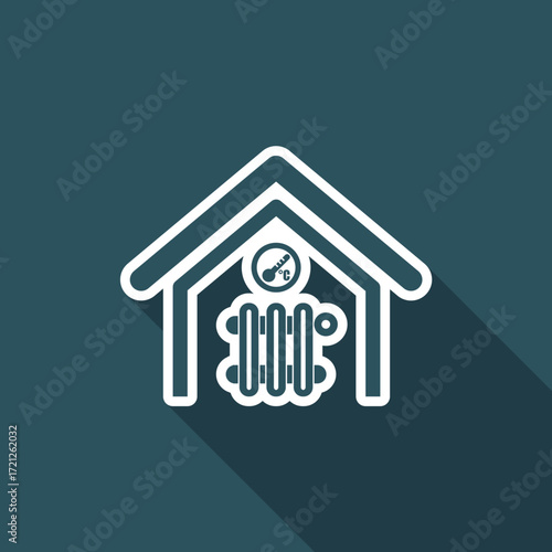 Vector illustration of single isolated home temperature icon