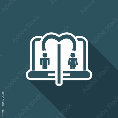 Vector illustration of single isolated love chat icon