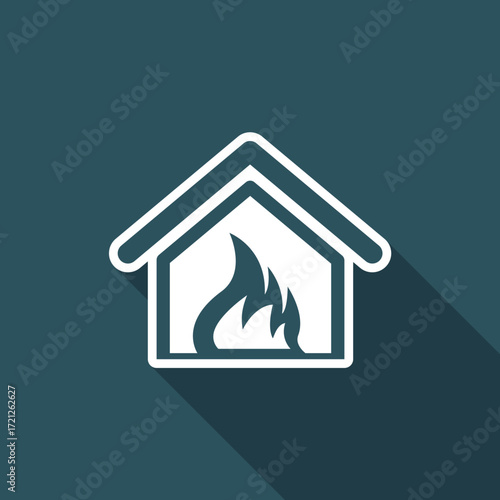 Vector illustration of single isolated fire home icon