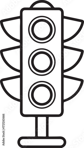 traffic light line art, coloring book page line art drawing, vector and illustration