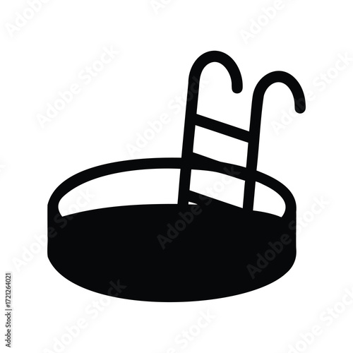 Stylized swimming pool icon, a symbol for leisure and recreation activities