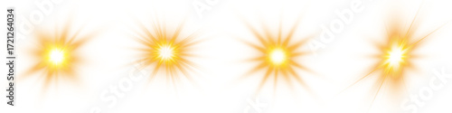 Lens flare. Set of yellow lens flares. Sun flash with rays and spotlight.