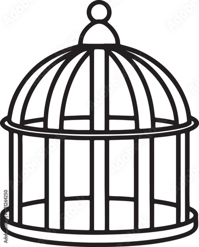 cage line art, coloring book page line art drawing, vector and illustration