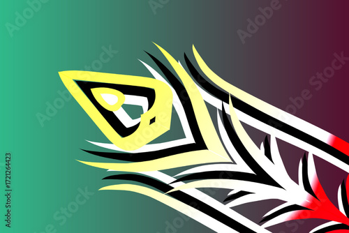 colourful aesthetic abstract gradient batik dayak line art shape wallpaper background pattern	