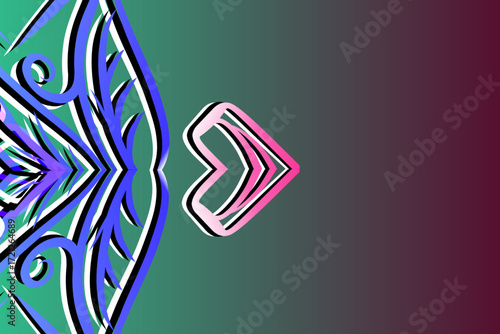 colourful aesthetic abstract gradient batik dayak line art shape wallpaper background pattern	