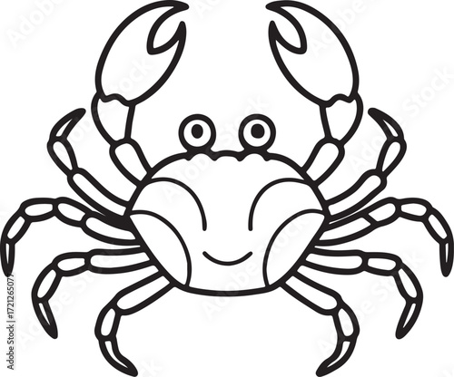 crab line art, coloring book page line art drawing, vector and illustration