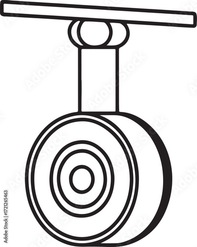 hanging pulley line art, coloring book page line art drawing, vector and illustration