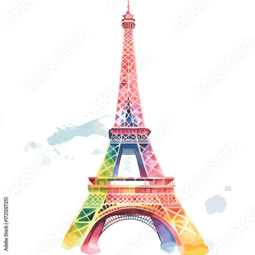 Eiffel Tower. Eiffel Tower watercolor vector illustration