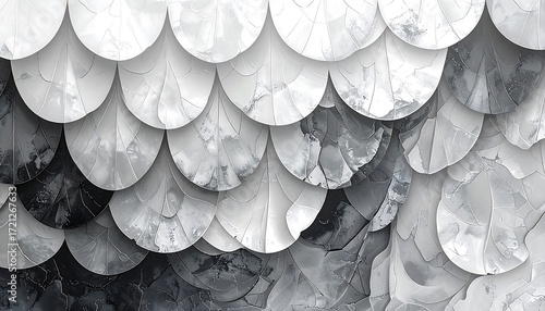 Abstract grayscale pattern of layered, overlapping circles