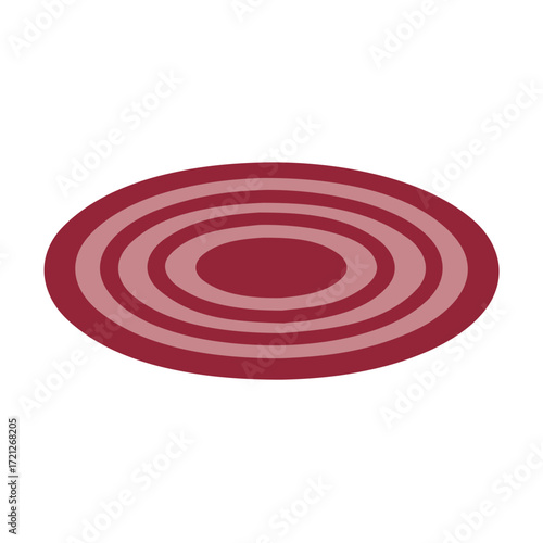 Flat Design Maroon and Pink Concentric Oval Rug Vector Illustration