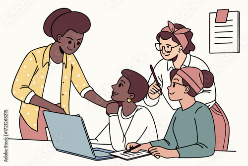 business team working on laptop