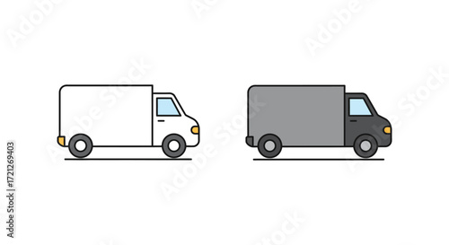 Simple illustration of two delivery vans in different color schemes