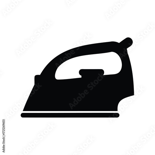 Isolated black clothes iron icon for ironing and fabric care symbol