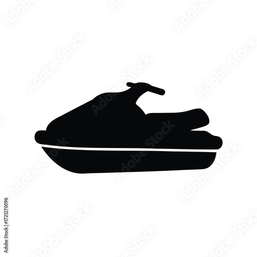 Silhouette of a personal watercraft jet ski on a white background