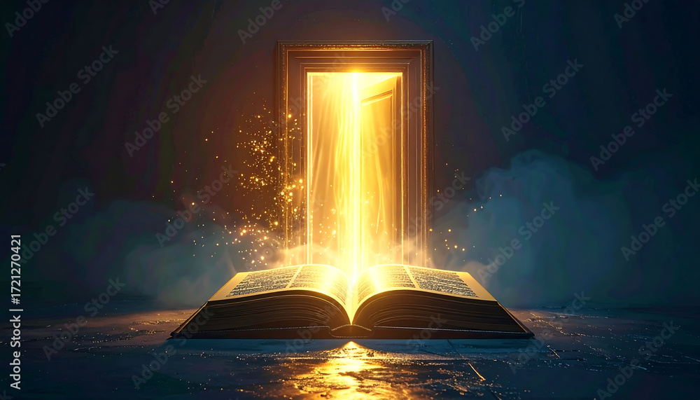 Obraz premium Mystical Gateway Open the Door to Untold Stories Through the Power of Books
