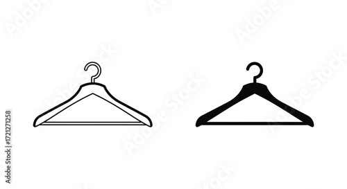 Two clothing hangers depicted in simple black and white line art