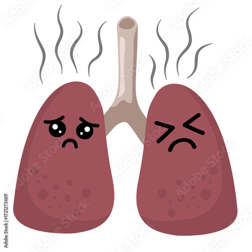 Illustration of Unhealthy Lungs with Smoke