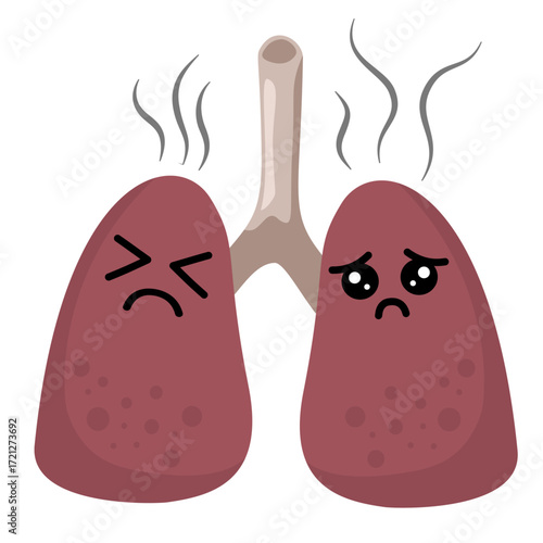 Illustration of Unhealthy Lungs with Smoke