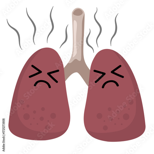 Illustration of Unhealthy Lungs with Smoke