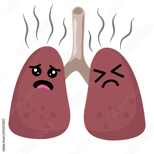 Illustration of Unhealthy Lungs with Smoke