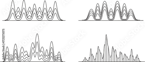 Abstract wave patterns representing data or sound frequencies in a clean, modern design