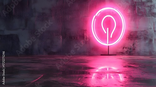 3D render of a pink neon question mark illuminating a dark, textured concrete floor.