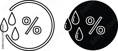 Simple graphic icons representing humidity and percentage