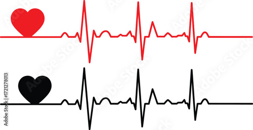 Healthy heartbeats shown on two contrasting electrocardiogram lines, representing life and vitality.