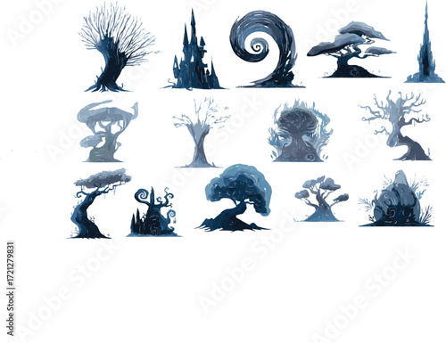 A beautiful vector illustration of abstract bird silhouettes with trees, a cat, and a sea, perfect for any holiday art or nature-themed design