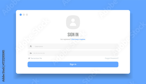 Set of Sign Up and Sign In forms. Registration and login forms page. Professional and User-friendly web and UI UX design elements. Modern Sign in and Register page. Username, email and password.