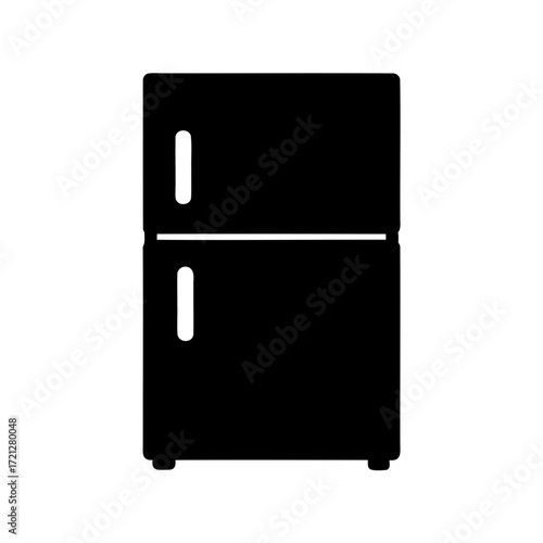 Simple Black and White Refrigerator Illustration with Two Doors and Handles