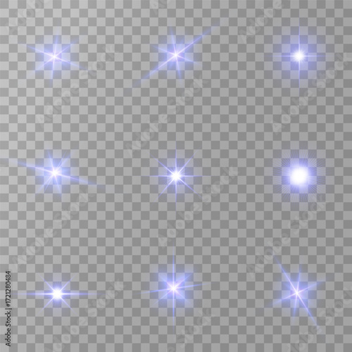 Lens Flare, light glow effect. sun or realistic shining star with backlight effect. bokeh glitter and sparkles or sparkles on transparent background.
