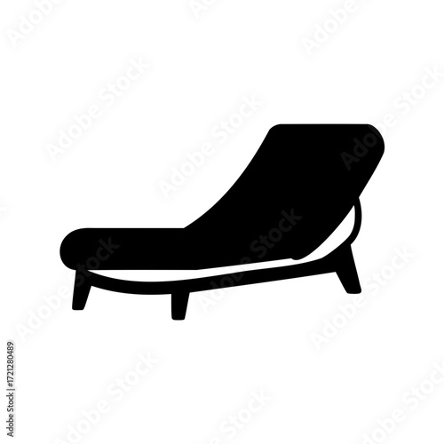 Simple Black and White Graphic of a Lounge Chair Silhouette on white