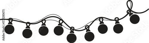 Festive string lights creating a whimsical wavy pattern against a white background
