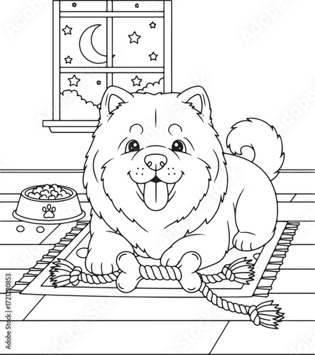 Dog coloring page for kids, children or adult