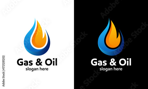 Gas and oil logo design. Abstract fire concept vector design with water oil symbol graphic icon