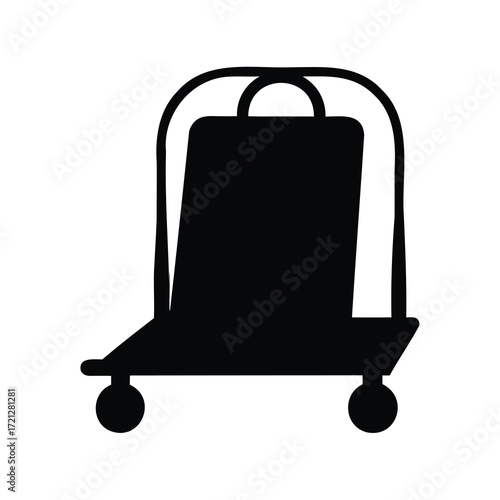 Black silhouette of a rolling luggage cart for carrying luggage with ease