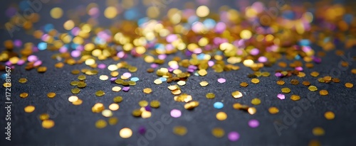 Colorful confetti scattered vibrantly across the smooth surface celebrating a joyous special occasion