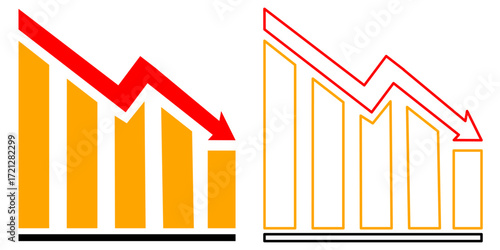 Ascending and descending graph set. Vector  illustration. 