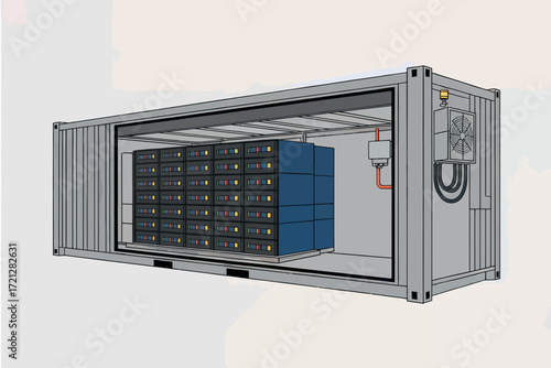 Modern server rack technology with multiple computing units and network components showcasing advanced data center infrastructure innovation