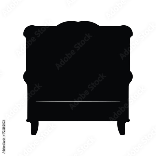 Silhouette of an ornate antique arm chair furniture piece isolated on white