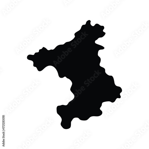 Simple black silhouette map of MecklenburgVorpommern, a German state, isolated on white